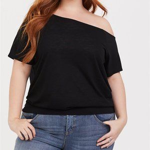 Torrid Black Banded Off Shoulder Tee